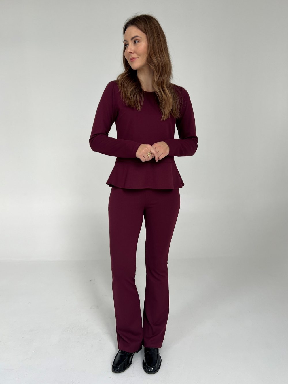 Spodnie Flare burgund