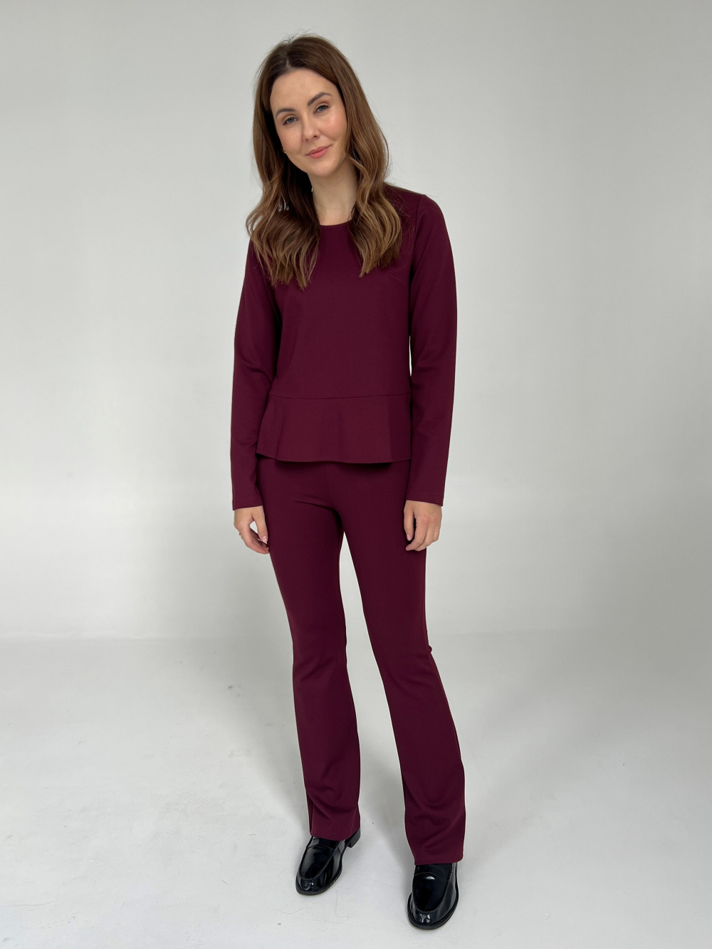 Spodnie Flare burgund