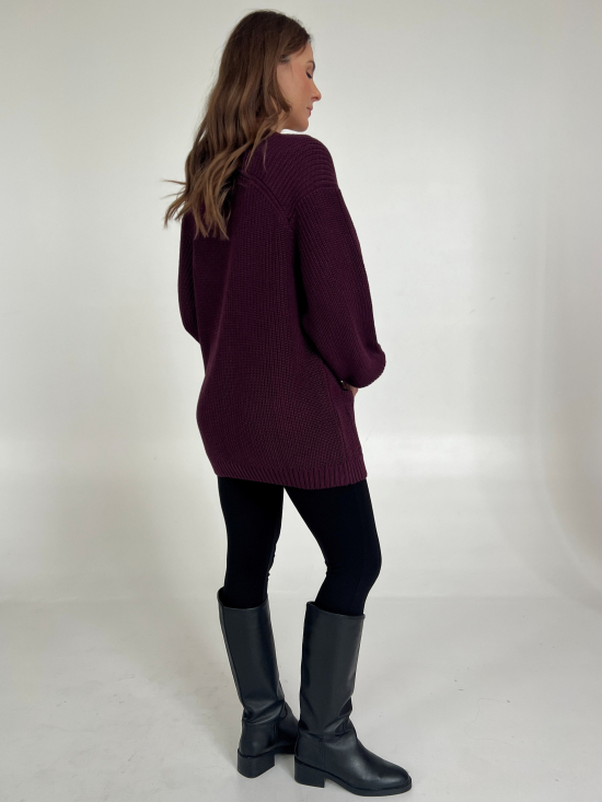 Kardigan Leo bakłażan