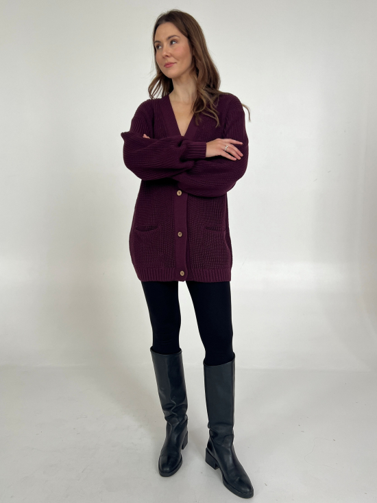 Kardigan Leo bakłażan