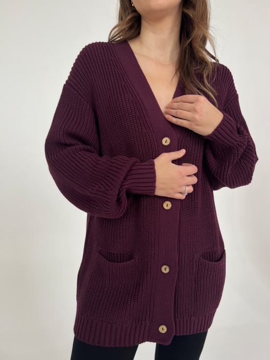 Kardigan Leo bakłażan