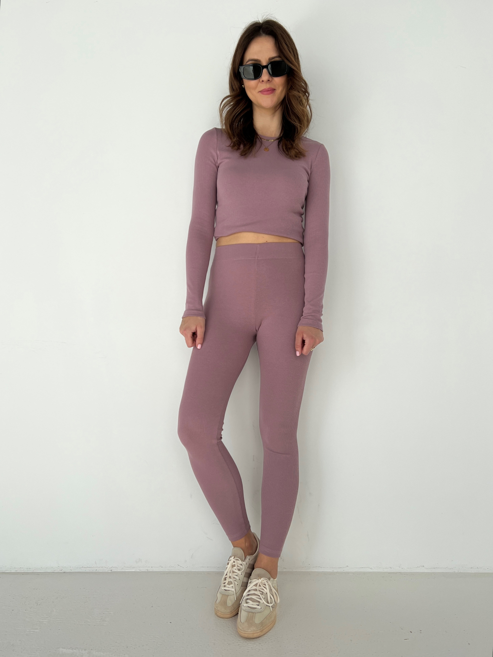 Legginsy prążek lilac