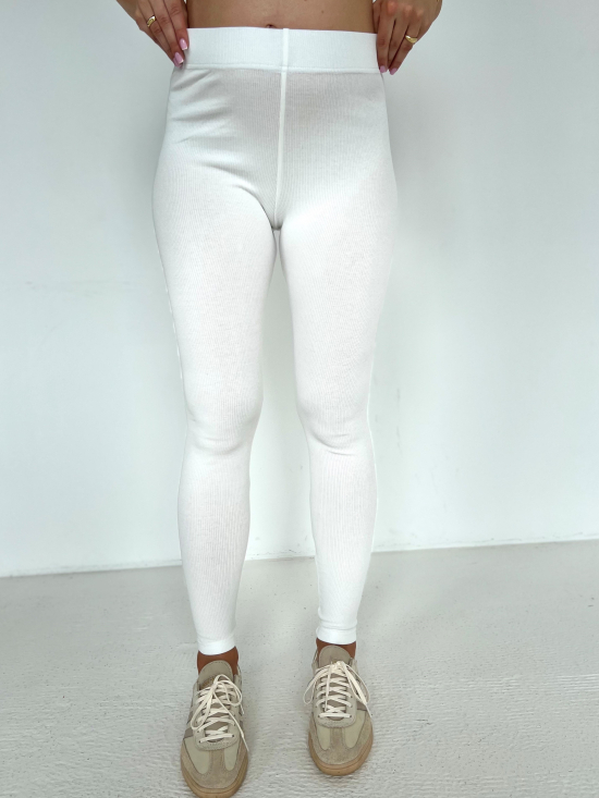 Legginsy prążek białe