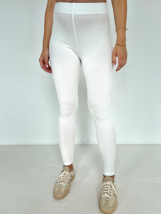 Legginsy prążek białe