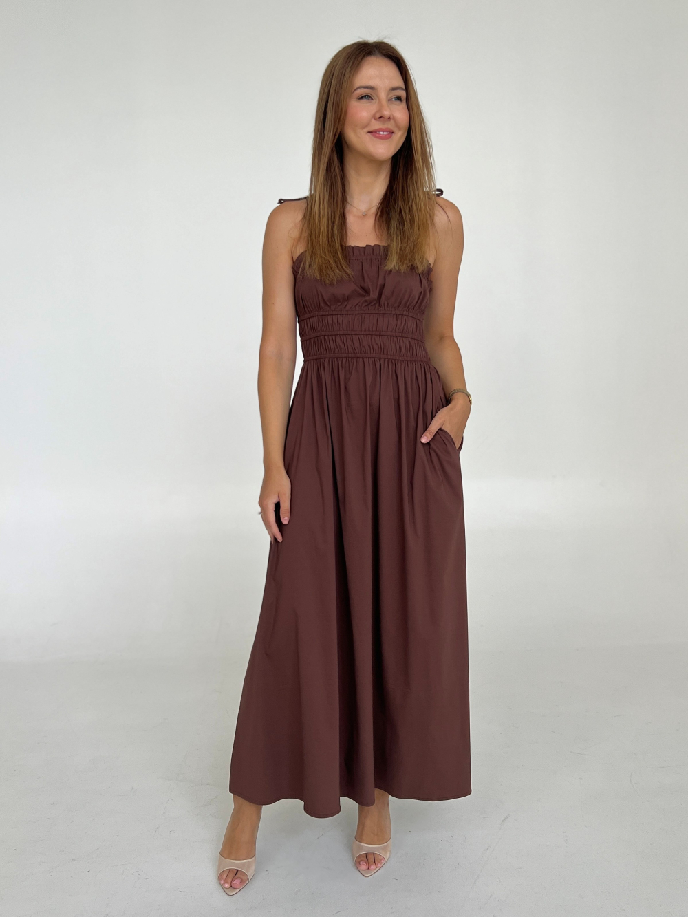 Sukienka Elia brown maxi